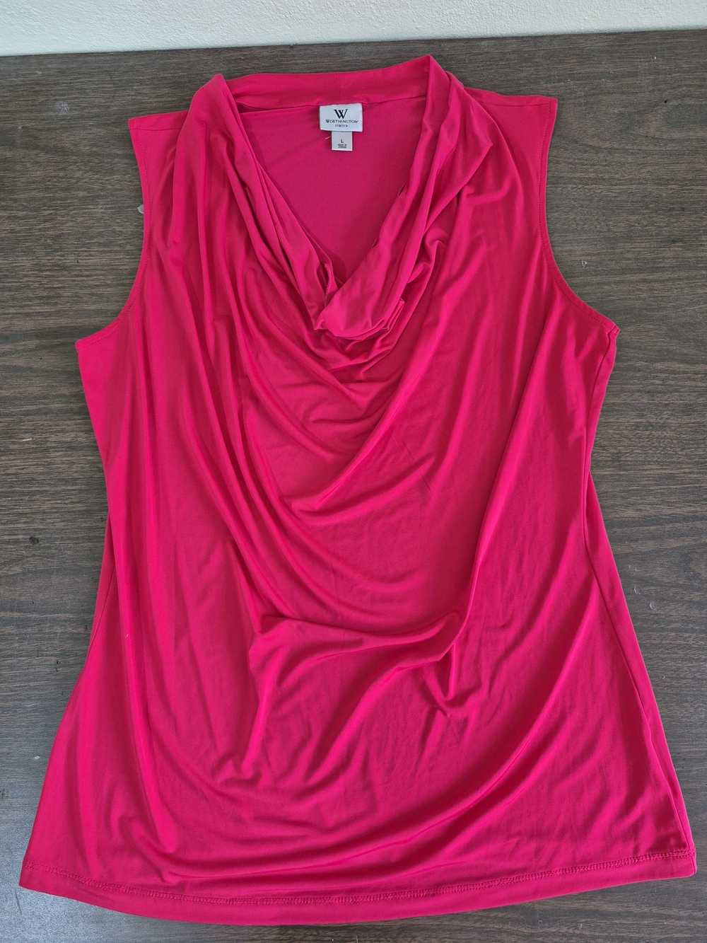 Women's Sleeveless Cowl Neck Top - Hot Pink Large - Picture 1 of 3